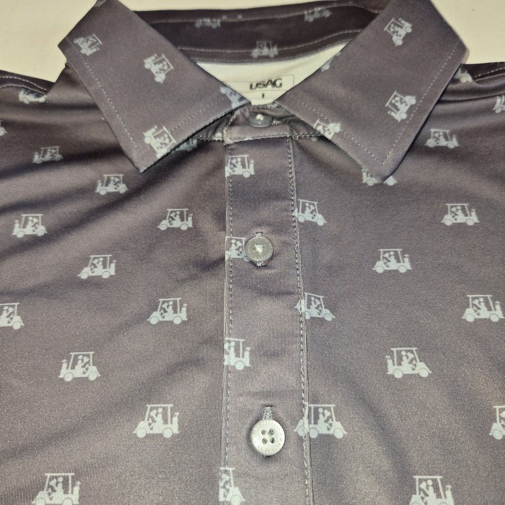 USAG U Suck At Golf Mini Golf Cart Pattern‎ Men's Polo Shirt